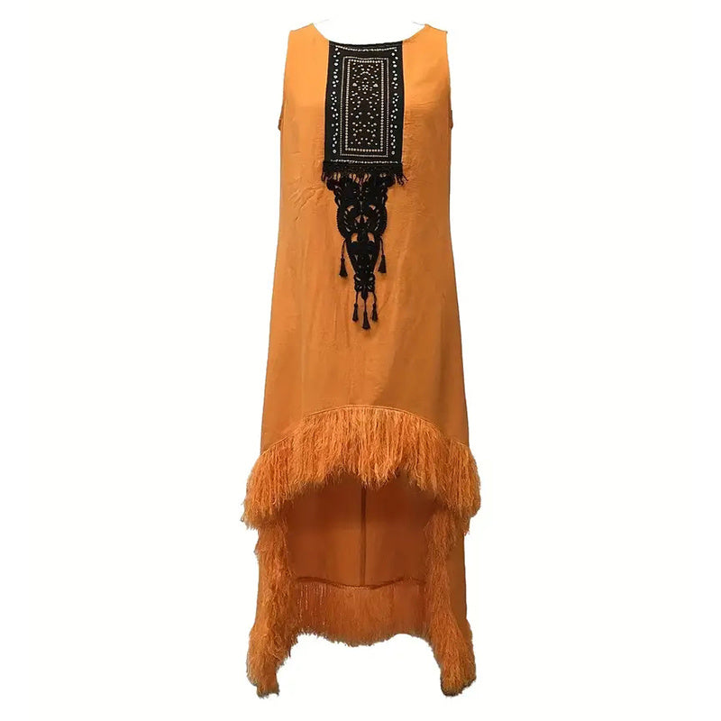 Western-Styled Sleeveless Fringe Dress (w/ Tassles)