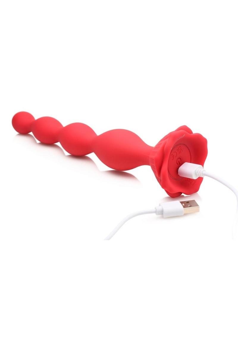 Bloomgasm | "Beaded Bloom" 9x Rechargeable Silicone Beaded Rose Anal Vibrator