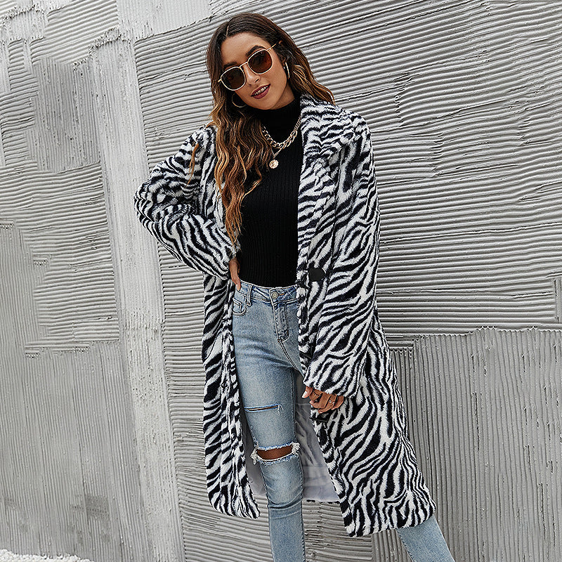 Zebra Printed Button-Up Coat