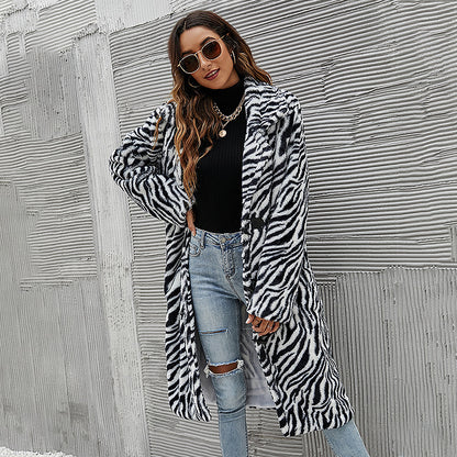 Zebra Printed Button-Up Coat