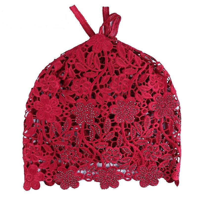 Lace Pullover-Styled Floral Headscarf