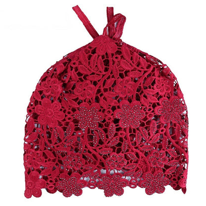 Lace Pullover-Styled Floral Headscarf