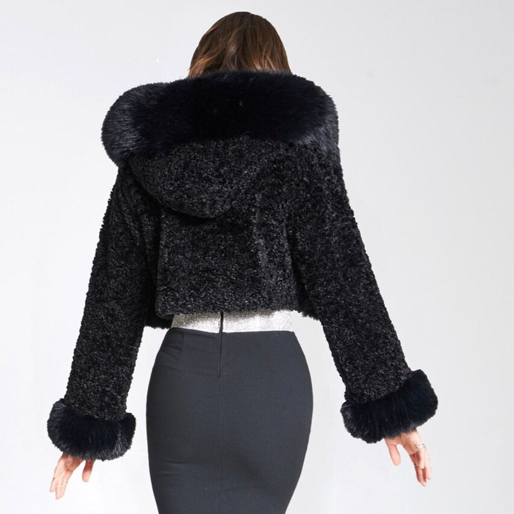 Short Rabbit-Styled Fur Woolen Coat