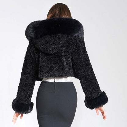 Short Rabbit-Styled Fur Woolen Coat