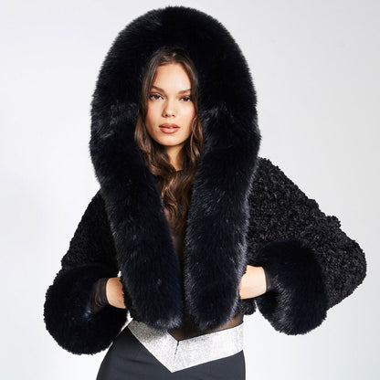 Short Rabbit-Styled Fur Woolen Coat