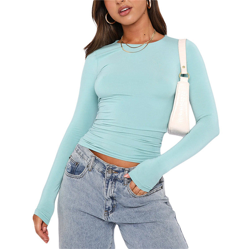 Long-Sleeved Pullover Top (Slim/Fitted)