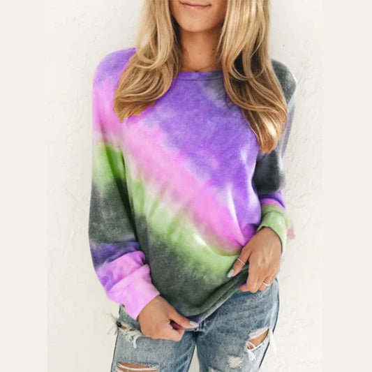 Rainbow Tie-Dyed Cong Long-Sleeve Top