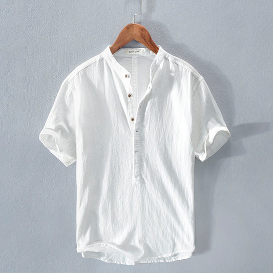 Japanese Silky Linen Buttoned T-shirt