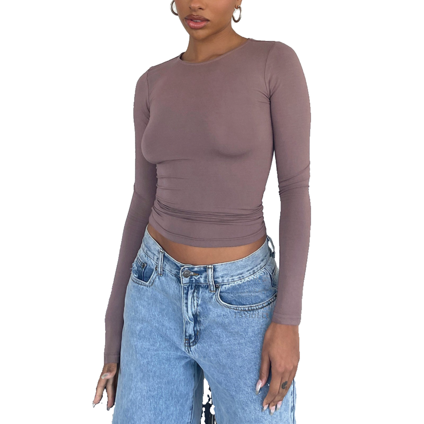 Long-Sleeved Pullover Top (Slim/Fitted)