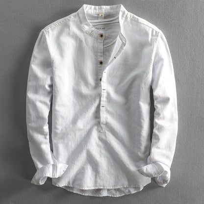 Loose-Fit Linen Long-Sleeve Shirt