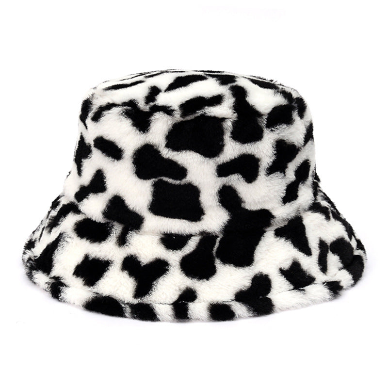 Multi-Printed Patterned Plushy Fur Hat