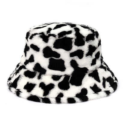 Multi-Printed Patterned Plushy Fur Hat