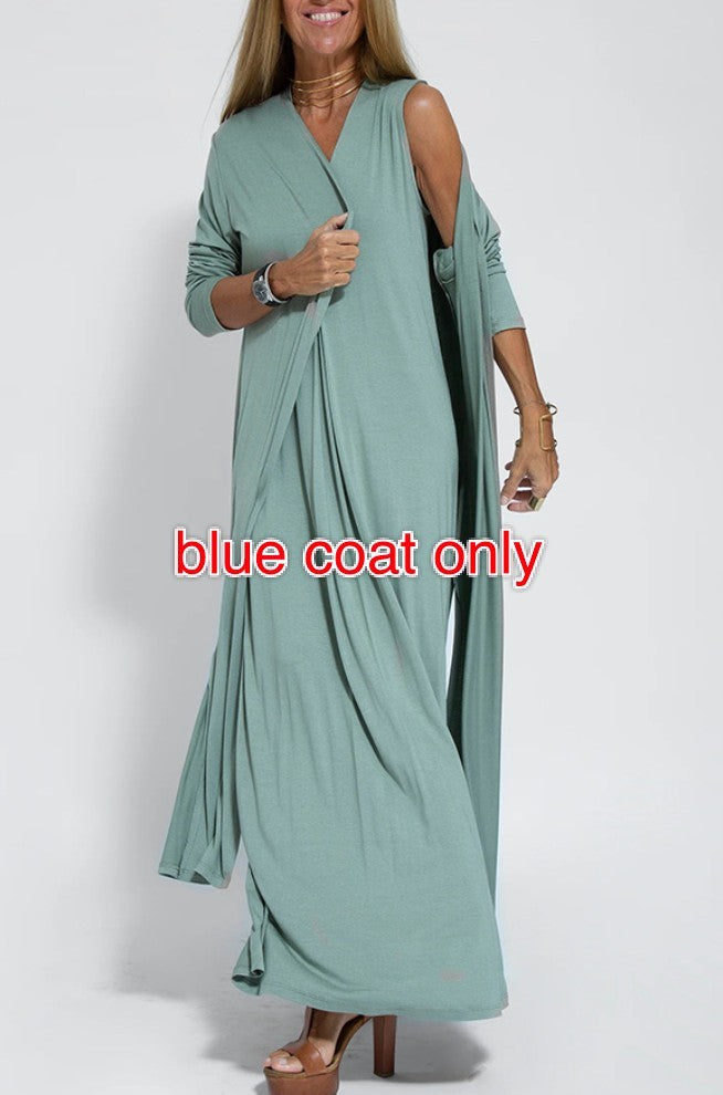 Sleeveless V-Neck Cardigan Dress