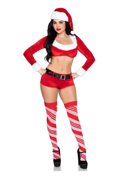 Leg Avenue - Christmas Cutie Costume w/ Faux Fur Trim, Shorts, Belt and Santa Hat [4pc Set]