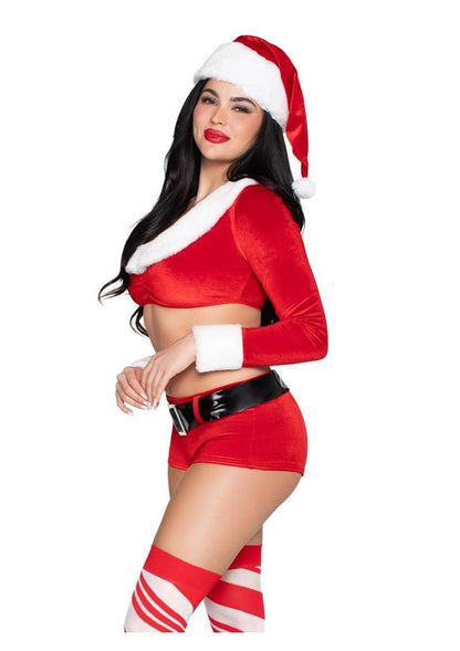 Leg Avenue - Christmas Cutie Costume w/ Faux Fur Trim, Shorts, Belt and Santa Hat [4pc Set]