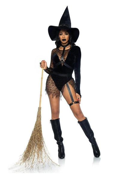 Crafty Witch Snap Crotch Velvet Bodysuit Set [3pc]