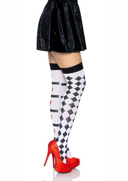 Leg Avenue - Harlequin & Heart Thigh Highs