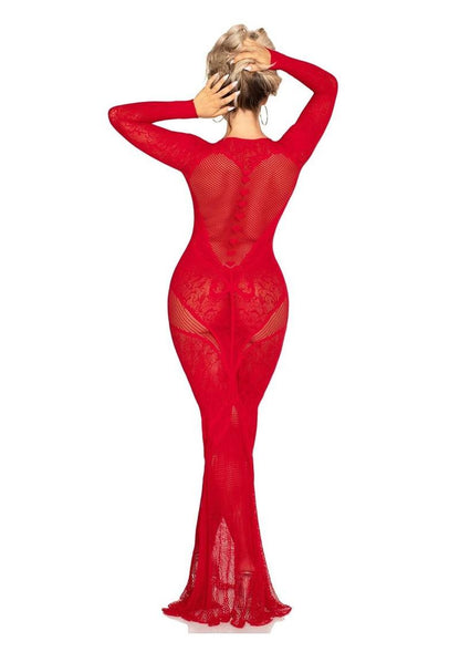 Leg Avenue - Lace & Net Body Con Gown w/ Heart Keyhole Detail