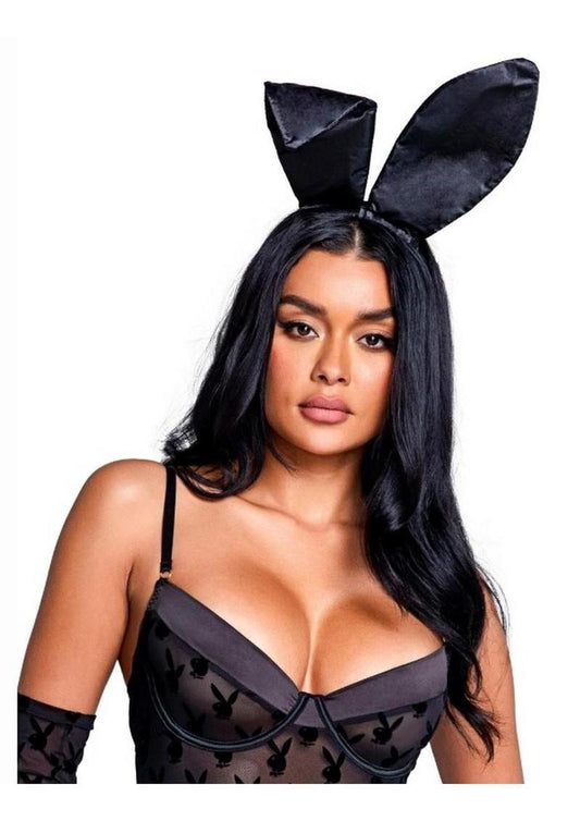Playboy Satin Bunny Ears - Black