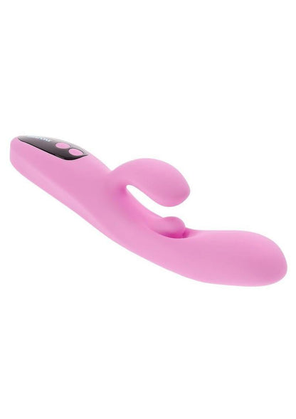 "Push The Button" Rechargeable Silicone Rabbit Vibrator with Clitoral Stimulator